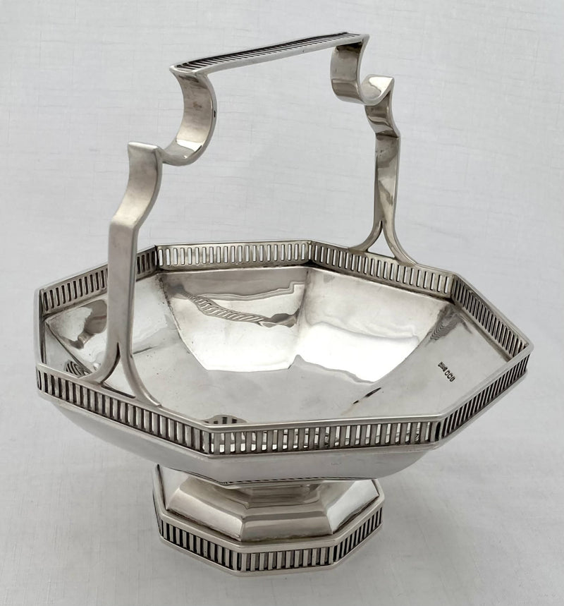 George V Octagonal Silver Basket. Sheffield 1918 Asprey & Co Ltd. 11.6 troy ounces.