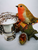 New Glorious Bi-coloured Amber (20x30mm) 925 Sterling Silver Ring - Size Adjustable