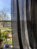 Striking contemporary Houndstooth Black Cotton madras Lace Curtain Panel 66”/120"