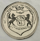 19th Century Boxwood Counter Box Enclosing Nine Armorial Watercolour Roundels.