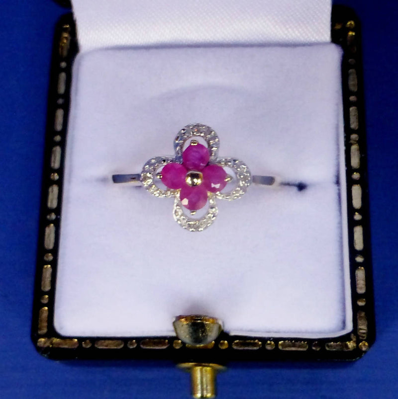 9ct Gold Ruby and Diamond Ring Size O