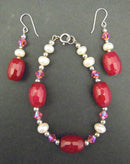 Bridget: Jade, pearl & crystal bracelet-earring set