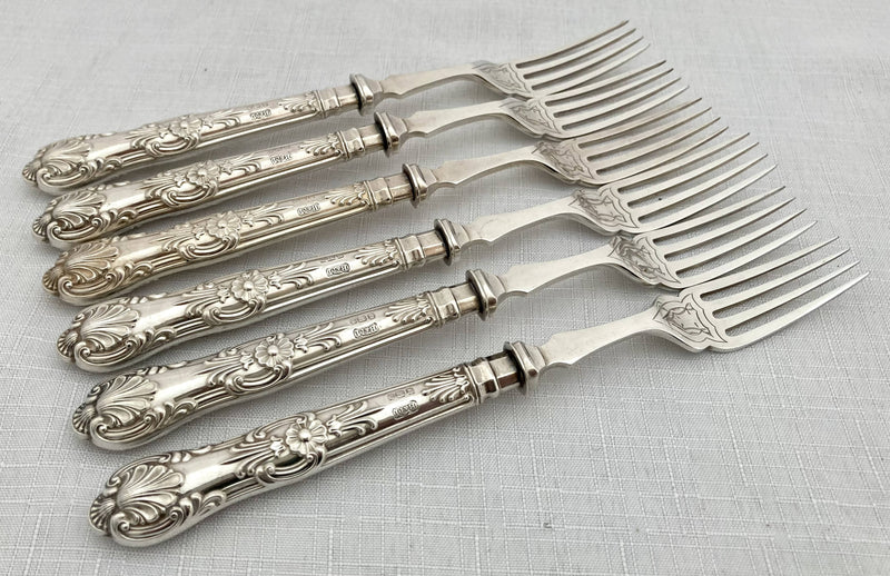 Edwardian Cased Set of Silver Handled Fruit Knives & Forks. Sheffield 1901.