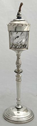 Edwardian Silver Plated Lamp Post Table Lighter. Barker Brothers, Birmingham.