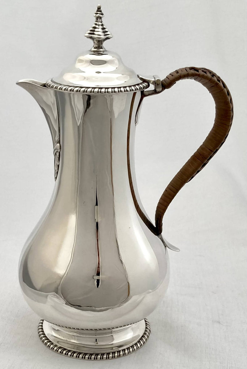 Edwardian Silver Hot Water Jug, London 1907 Holland, Aldwinckle & Slater. 12.6 troy ounces.