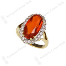 Handmade 18ct Fire Opal & Diamond Cluster