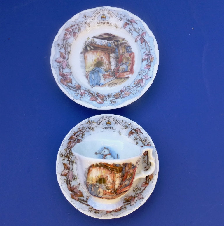 Royal Doulton Brambly Hedge Miniature Trio - Teacup, Saucer and Plate - Winter by Jill Barklem
