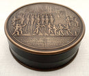 French Bronzed Metal & Bois Durci Snuff Box Depicting Guards at Versailles.