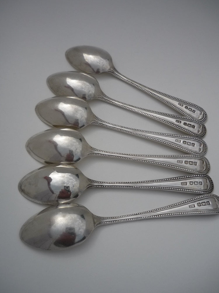 A Set of Six Silver Tea Spoons from the Art Deco Period. Hallmarked Sheffield 1932.