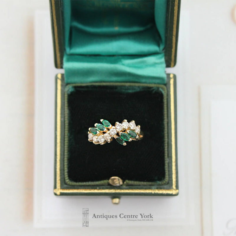 14ct Emerald & Diamond Twist Ring