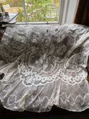 Copy of 2 Antique Corneley beautiful off white Cotton Lace Curtain Panels recuperated for projects reworking