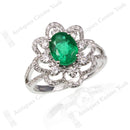 18ct White Gold Emerald & Diamond Fancy Cluster Ring
