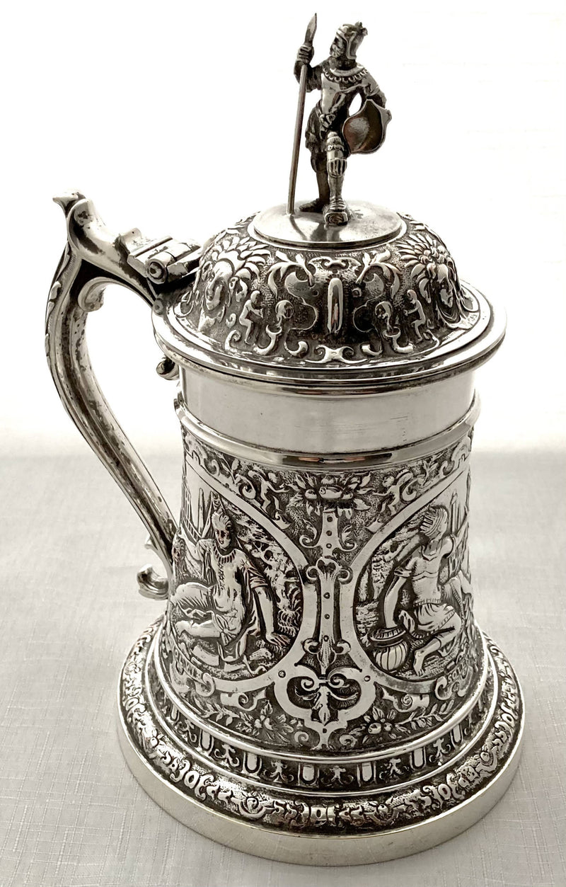 Ornate Victorian Silver Plated Neo-Classical Tankard. John Grinsell & Sons.
