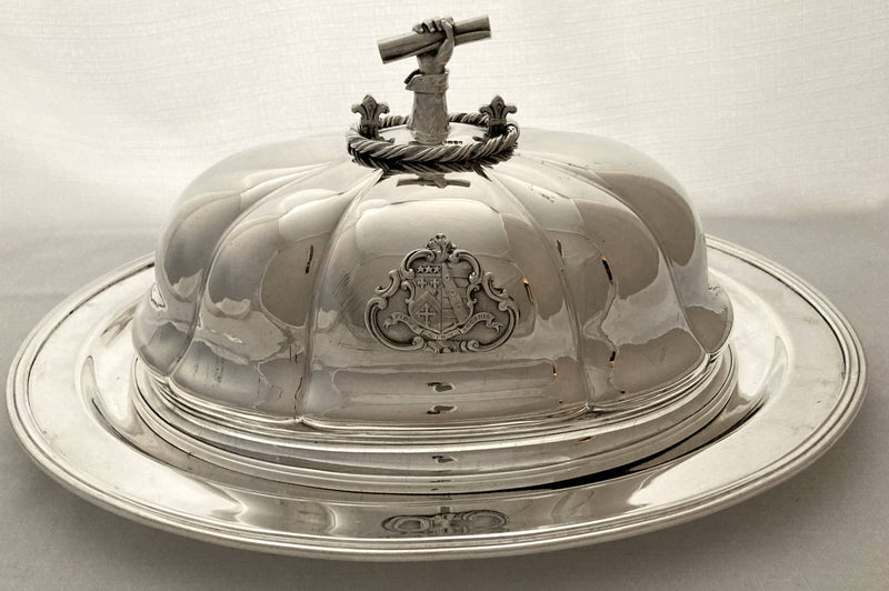 Old Sheffield Plate Dome with Silver Armorial & Handle for Robert Stephenson, Civil & Railway Engineer, Builder of the Rocket Locomotive.