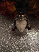 New Unique Ruby Ring With Carved Face