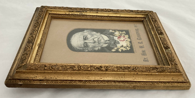 A Framed Stevengraph Silk Portrait of the Rt. Hon. William Gladstone.