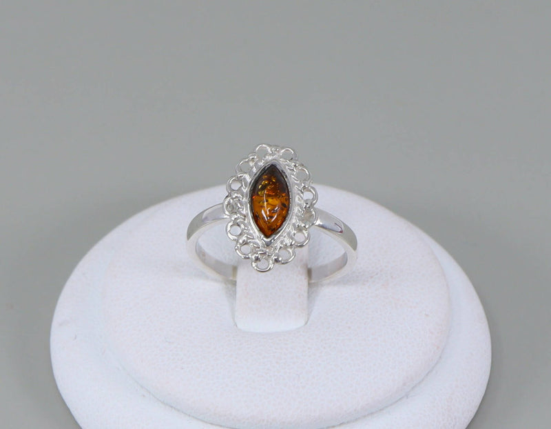 Silver & Amber Ring