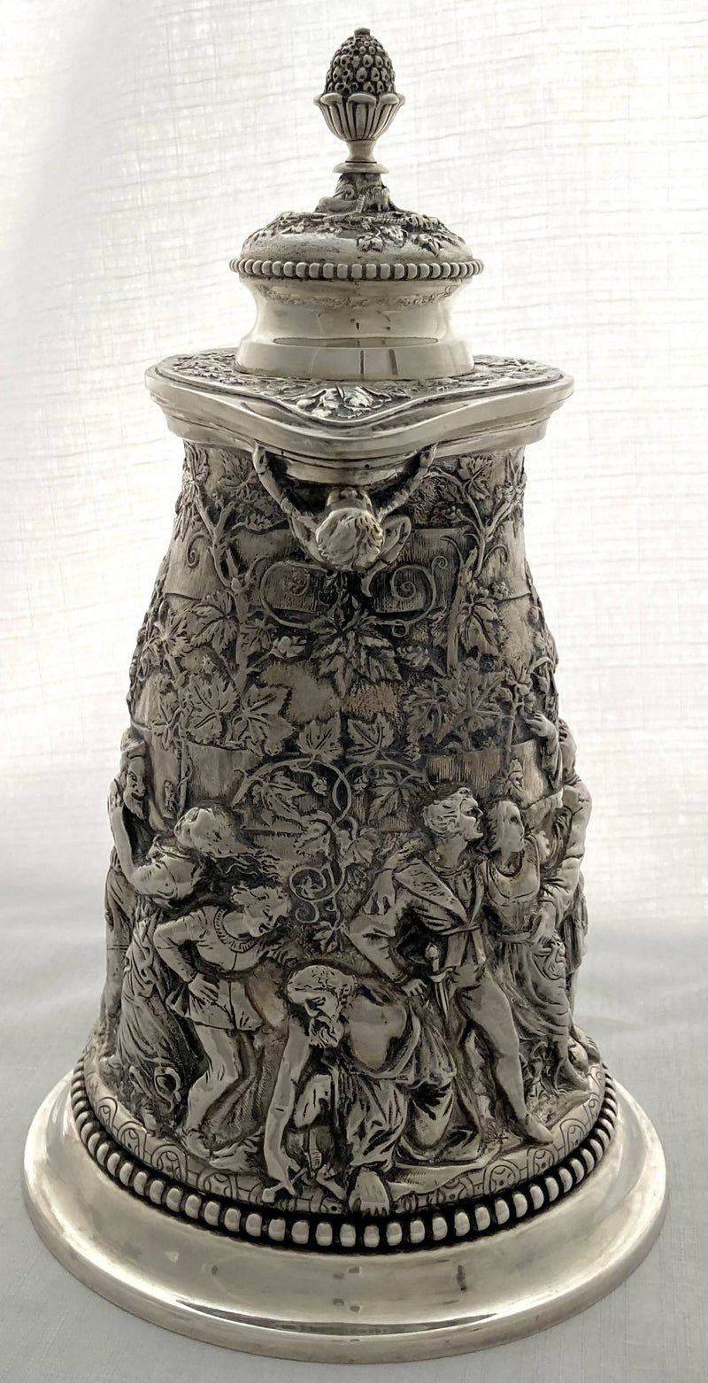 Victorian Teniers Style Silver Plated Wine Jug. John Grinsell & Sons, Birmingham circa 1870 - 1890.