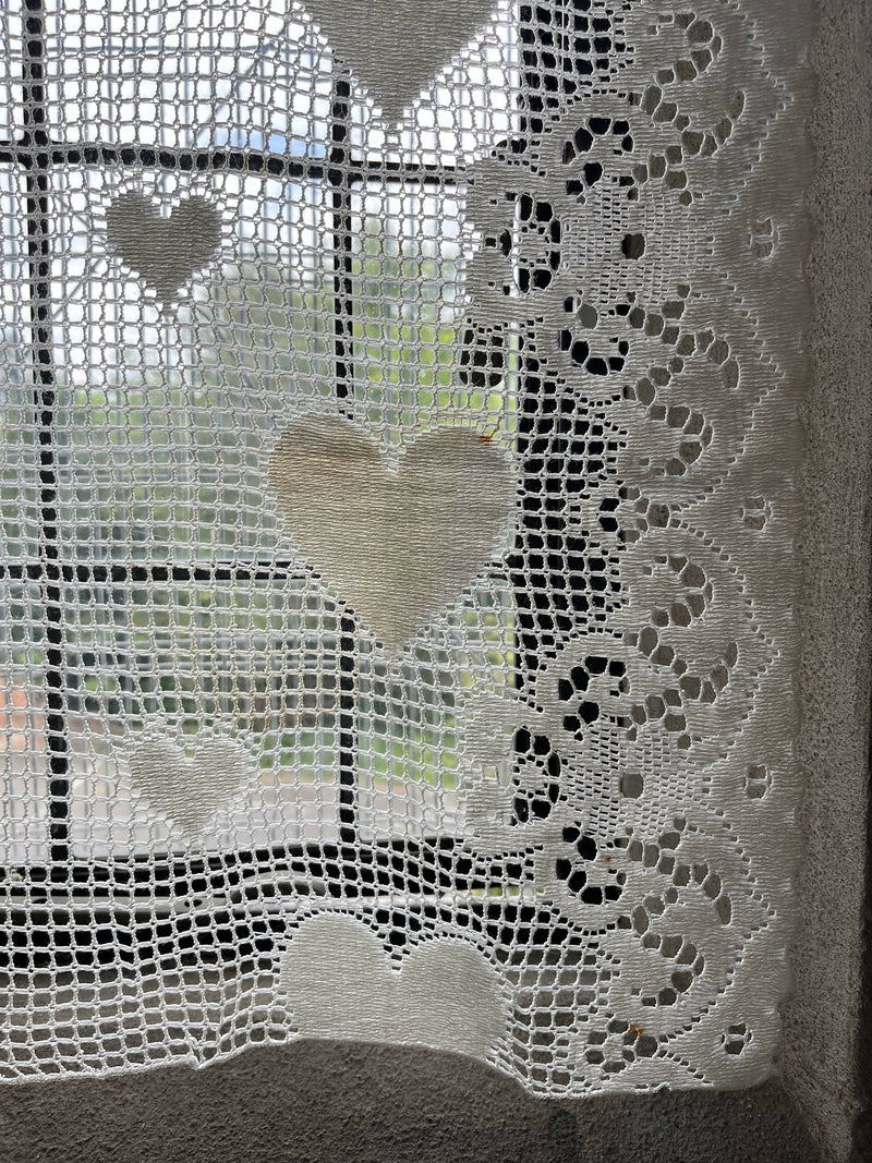 Heart Design Lace Panel remnant to finish in cream Cottagecore 26"/46"