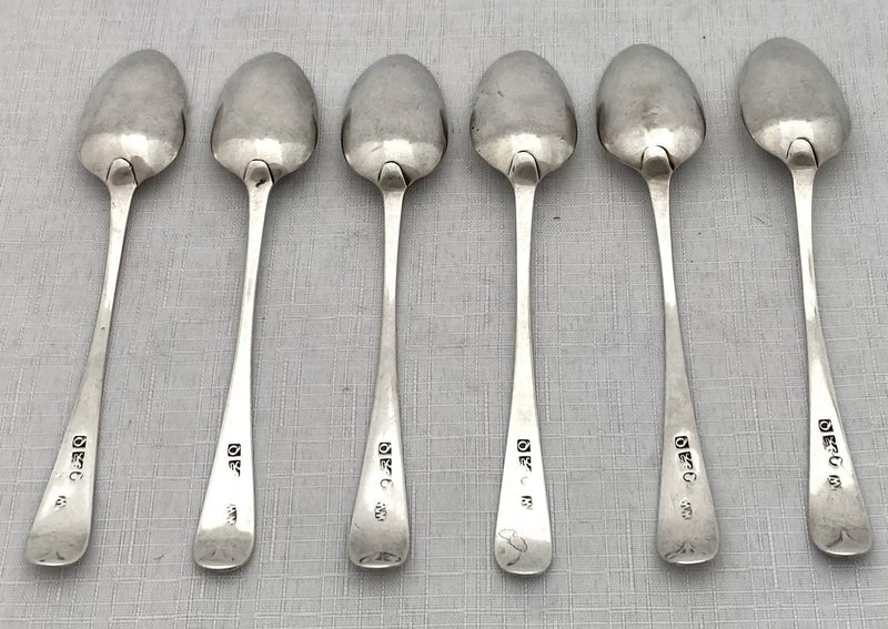 Georgian, George III, Six Silver Teaspoons. Exeter 1812 William Welch II. 2.6 troy ounces.