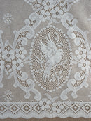 "Lovebirds Cameo" Period White Cotton Lace Curtain valance Sold By The Metre 23" width