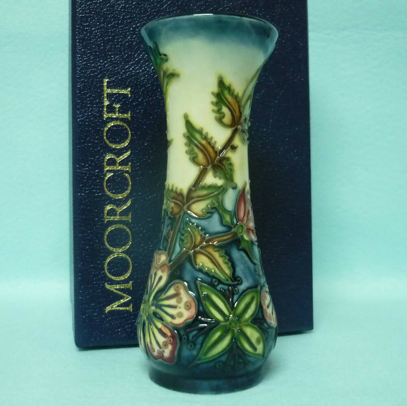 A Boxed Moorcroft Vase in the Sweet Briar Design by Rachel Bishop