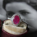 Art Deco Style 18ct White Gold Ruby & Diamond Cluster