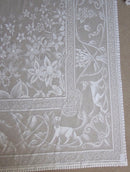 Doves ornamental white Cotton Lace tablecloth - 70" x 108" ~ 170 x 275cms