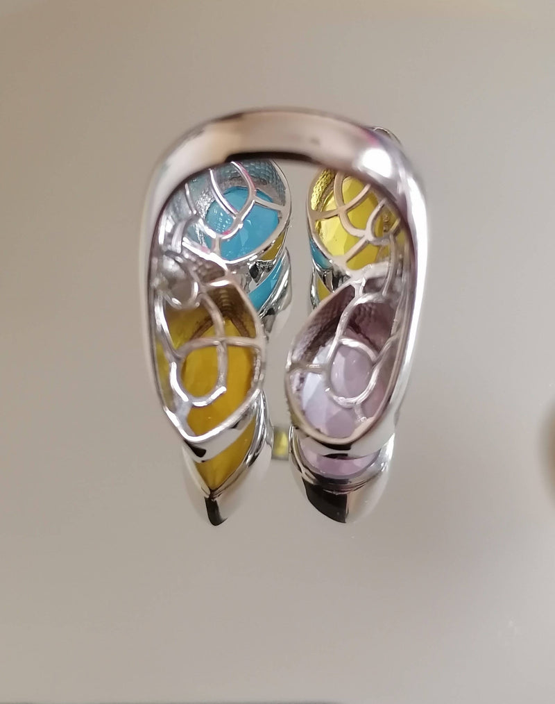 New Sterling Silver Multi gemstone statement ring - Sizes S, T