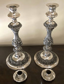 Georgian, George IV period, pair of Old Sheffield Plate candlesticks, circa 1820 - 1830.