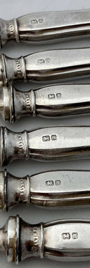 George V Cased Set of Silver Handled Dessert Knives & Forks for Six. Sheffield 1915 R. F. Mosley & Co.