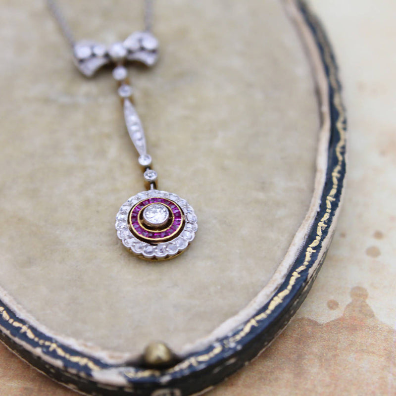 Edwardian 18ct Ruby & Diamond Necklace