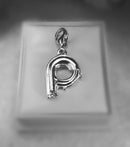 Diamond Initial silver charm pendant