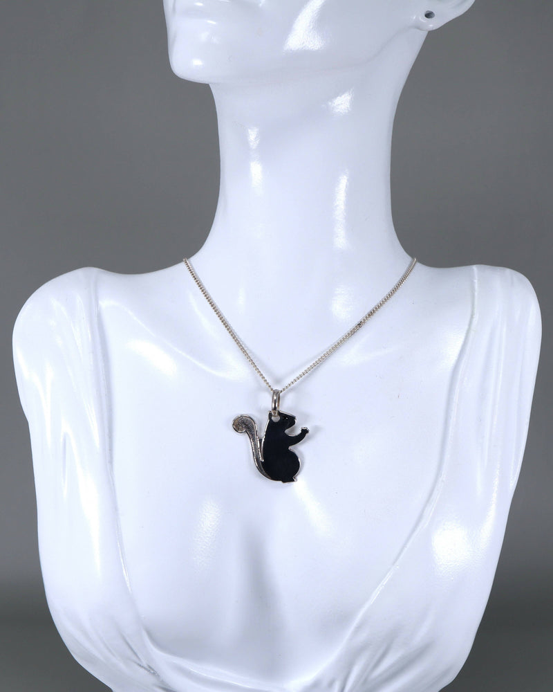 Silver Italian Squirrel Pendant & Chain.