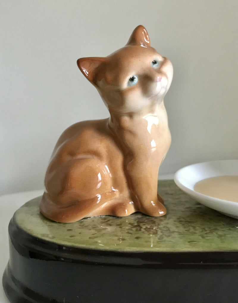 Beswick Sharing Ginger Kitten and Dachshund dog on ceramic base.