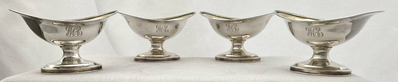 Georgian, George III, Set of Four Silver Pedestal Salts. London 1797 Robert & David Hennell. 9 troy ounces.