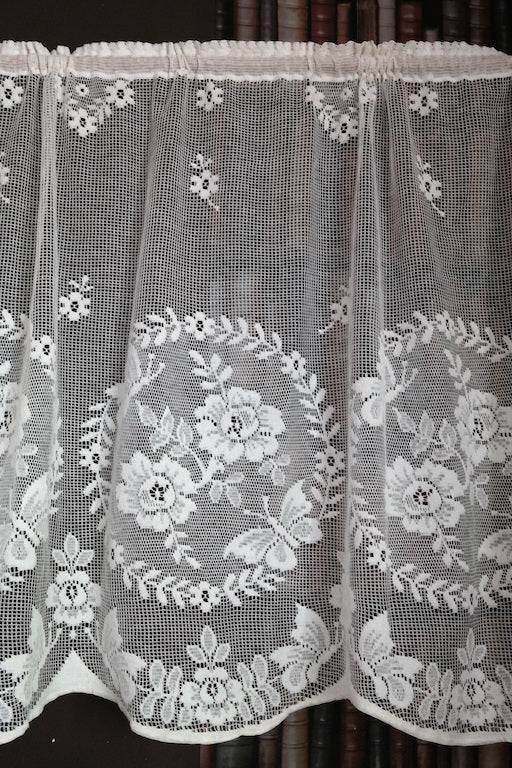 "Bella" Period cream Scottish Cotton Lace Curtain valance Sold By The Metre 23" width