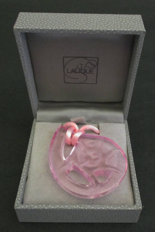 Lalique pink crystal pendant