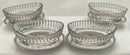 Victorian Set of Four Silver Plated & Cut Glass Salt Dishes, circa 1850 - 1860.