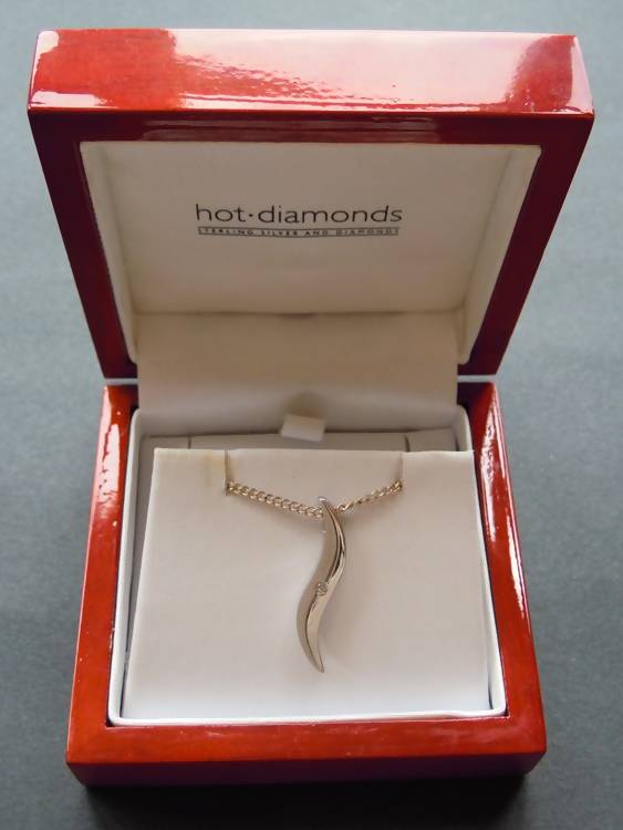 Modernist silver and diamond necklace