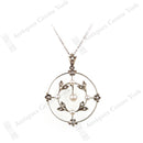 Edwardian Platinum, 18ct Gold, Natural Pearl & Diamond Pendant