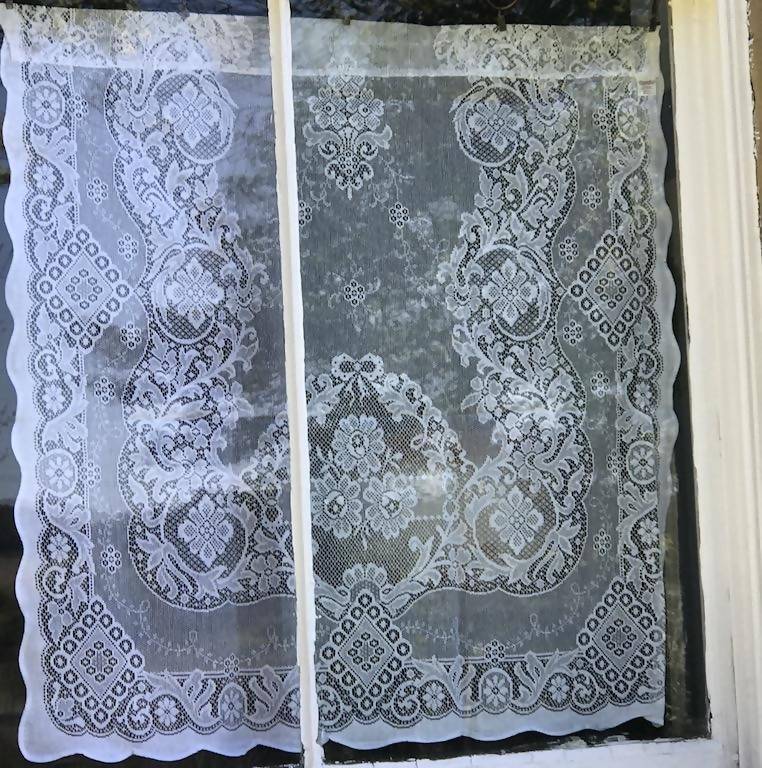 Jessica white cotton lace Curtain Panel Readymade 36" x 24” 90 x 60cms