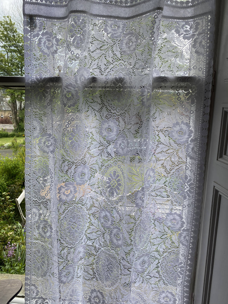 Eugenia Vintage Heritage Design white Cotton Lace Curtain Panel - 34”/54”