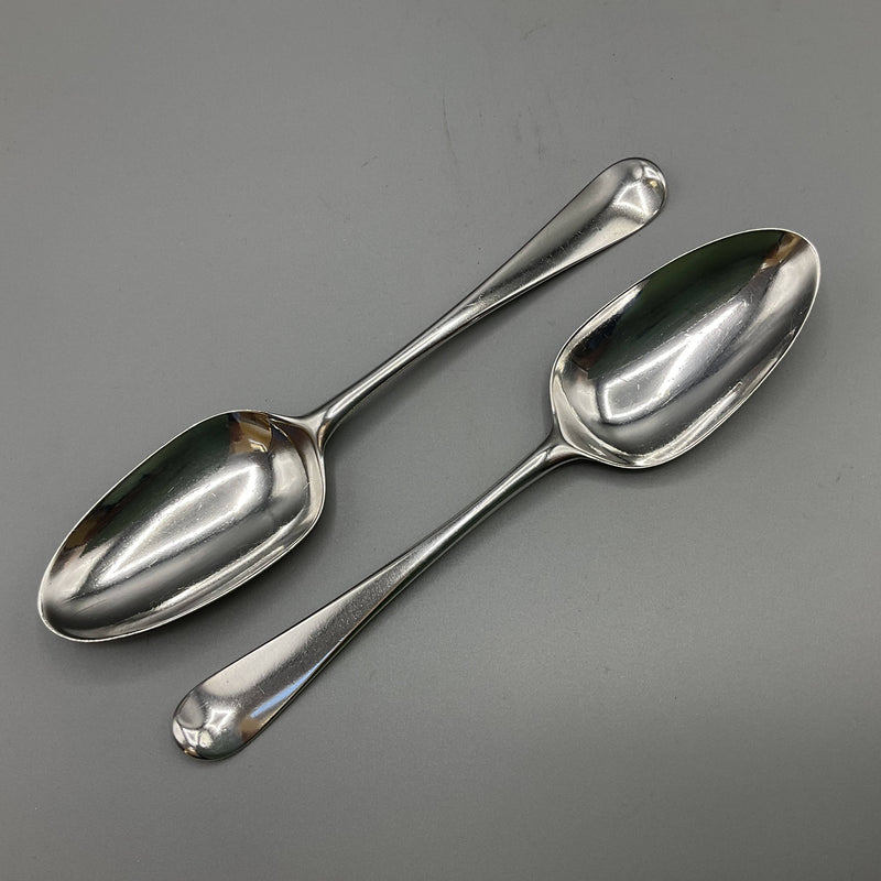 Pair of George III bottom marked silver tablespoons