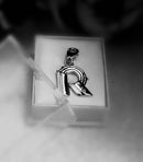Diamond Initial silver charm pendant
