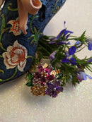 New Multi Gem Stone Floral Ring Size N/O