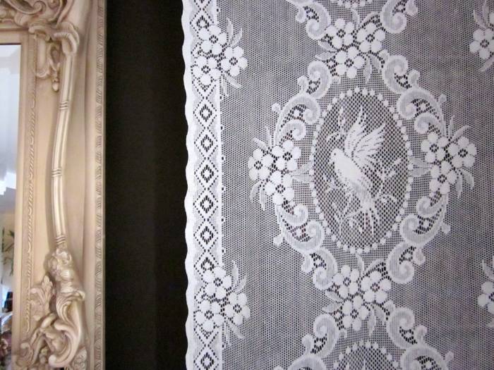 Doves- Victorian Style white Cotton Lace Curtain Panelling Sold By The Metre - 54 inches wide