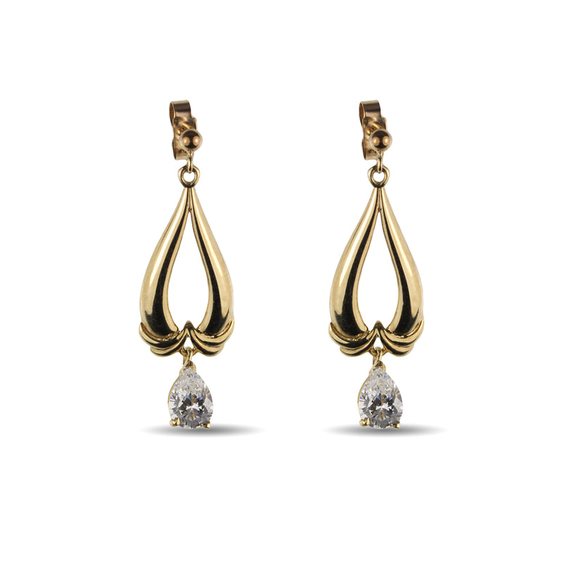 (SOLD) 9ct Gold & Cubic Zirconia Earrings
