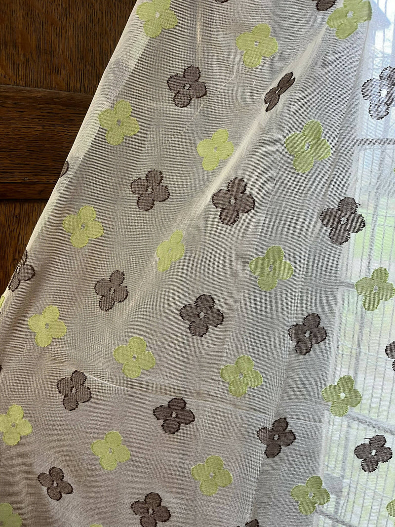 Scottish Madras Cotton Lace Panel Remnant to Finish with quatrefoil design in Pure White 77"/88"