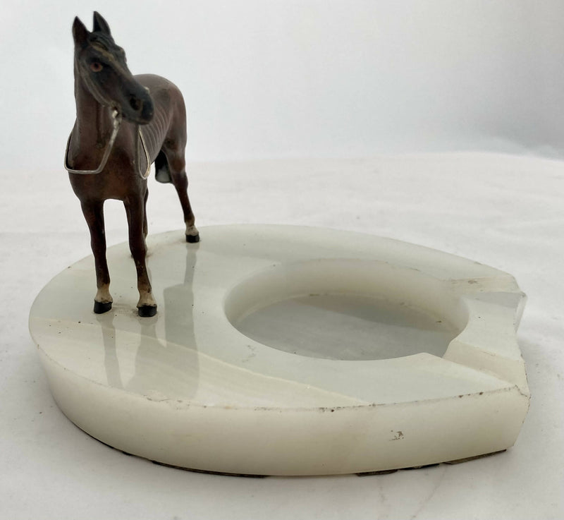 Asprey Cold Painted Bronze Horse Mounted on an Onyx Base.